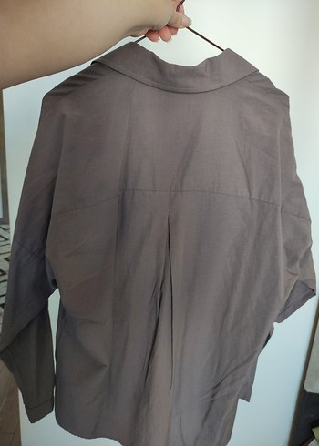 38 Beden antrasit oversize gömlek