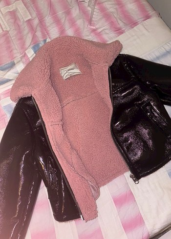 Bershka Pembe Kürklü Deri Kadın Ceket