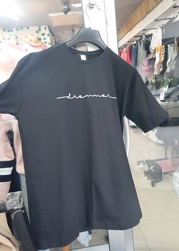 Siyah Baskılı Oversize Unisex Tişört