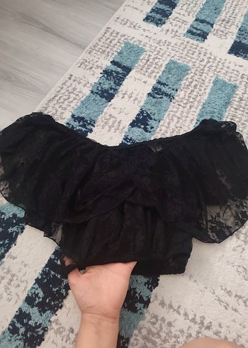 Diğer siyah dantelli mini üst