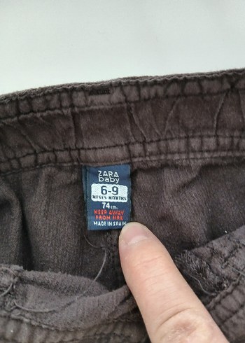 Zara  6-9 ay Koyu Kahverengi Kız Çocuk Kadife Pantolon - Görsel 2