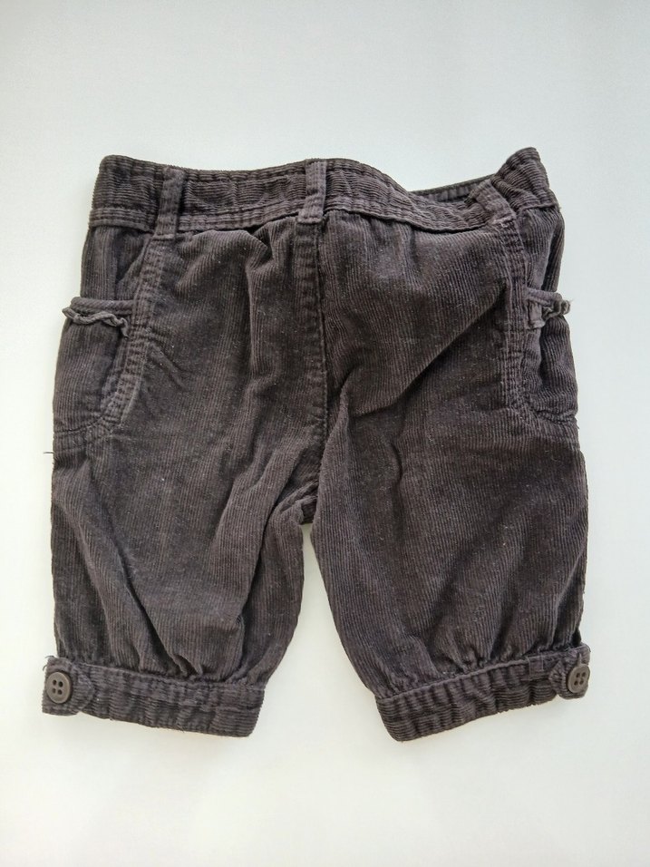 Zara  6-9 ay Koyu Kahverengi Kız Çocuk Kadife Pantolon - Görsel 3