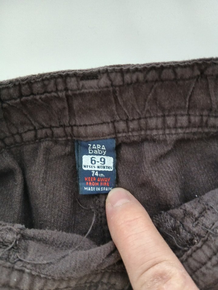 Zara  6-9 ay Koyu Kahverengi Kız Çocuk Kadife Pantolon - Görsel 2