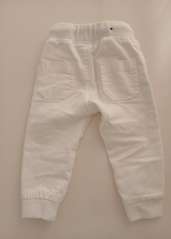 Benetton 6-9 Ay Beyaz Pamuklu Rahat Kesim Unisex Çocuk Pantolonu - Görsel 4