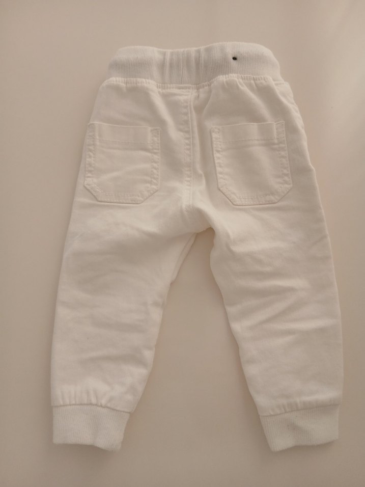 Benetton 6-9 Ay Beyaz Pamuklu Rahat Kesim Unisex Çocuk Pantolonu - Görsel 4