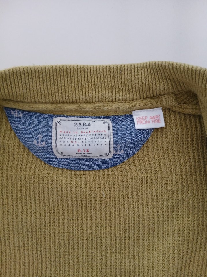 Zara 9-12 Ay Yeşil Erkek Çocuk Örgü Fermuarlı Hırka - Görsel 2