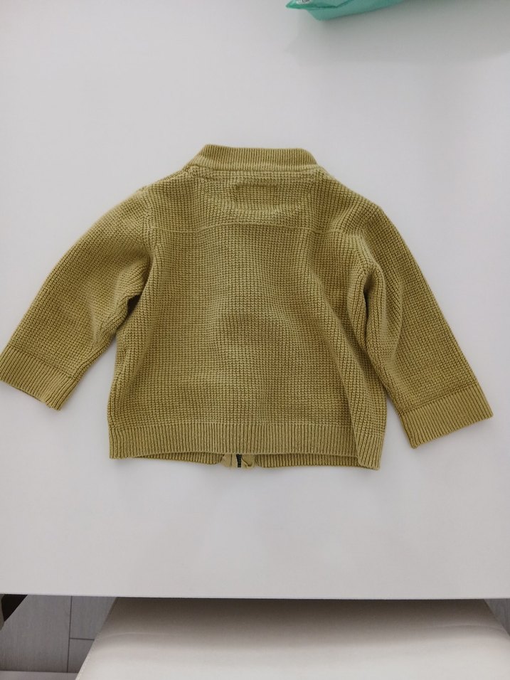 Zara 9-12 Ay Yeşil Erkek Çocuk Örgü Fermuarlı Hırka - Görsel 3