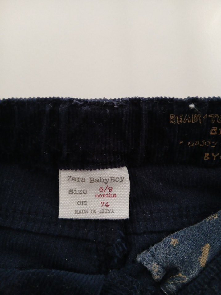 Zara 6-9 Ay Düğmeli Lacivert Erkek Çocuk Kadife Pantolon - Görsel 2