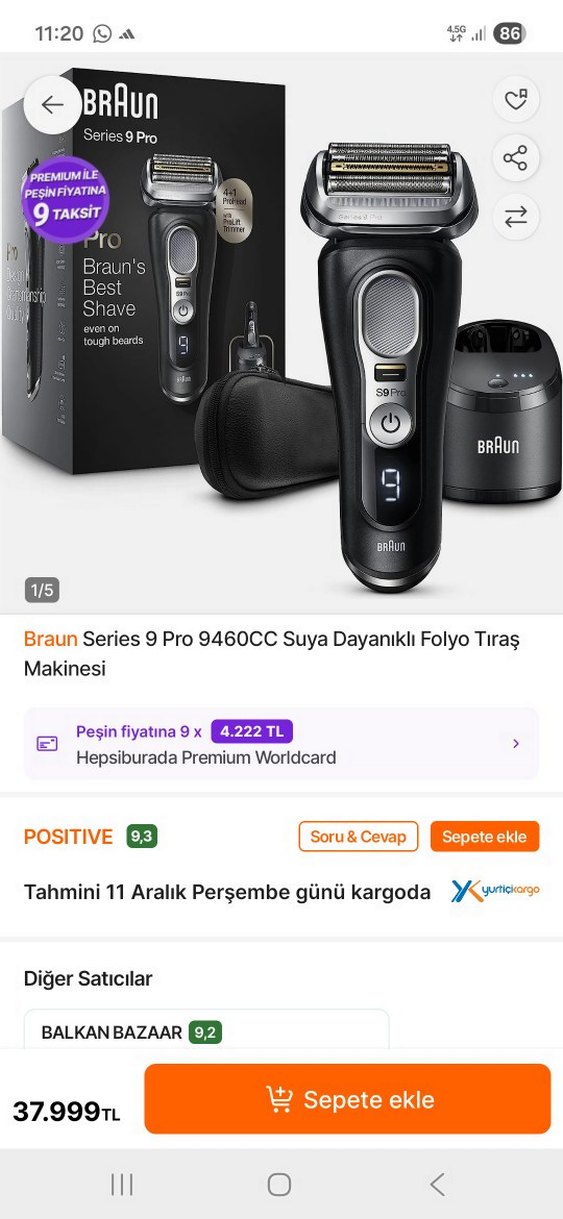 Braun S9 Pro 9460cc Siyah Erkek Traş Makinesi Seti - Görsel 2