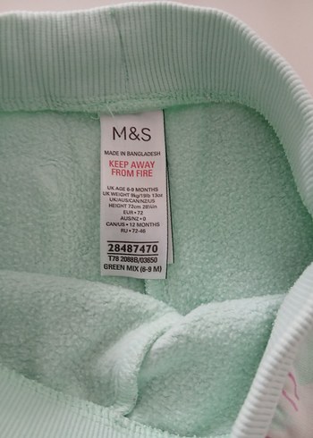Marks&Spencer Turkuaz Tavşanlı Kız Çocuk Eşofman Altı 6-9 Ay - Görsel 2