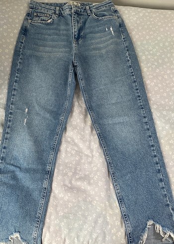 Kadın Mavi Normal Kesim Midi Denim Pantolon