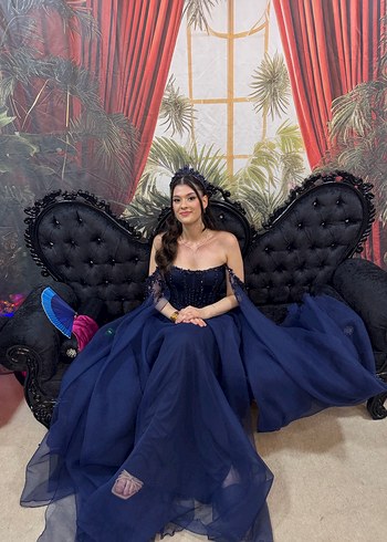 Lacivert Uzun Abiye Elbise - Görsel 5