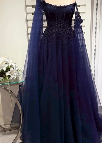 Lacivert Uzun Abiye Elbise - Görsel 7