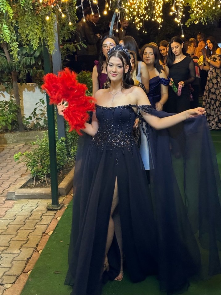 Lacivert Uzun Abiye Elbise - Görsel 3