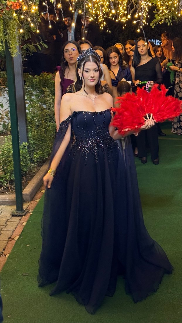 Lacivert Uzun Abiye Elbise - Görsel 2