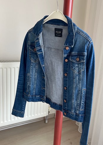 Düğmeli Mavi Denim Kadın Ceket