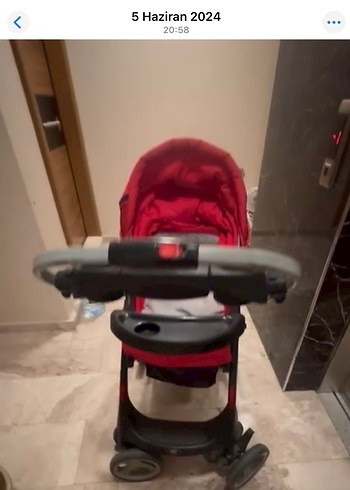 Koyu Kırmızı Bebek Arabası - Görsel 4