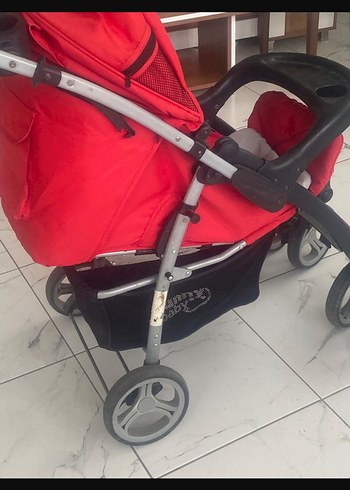 Koyu Kırmızı Bebek Arabası - Görsel 8