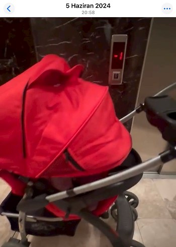 Koyu Kırmızı Bebek Arabası - Görsel 5