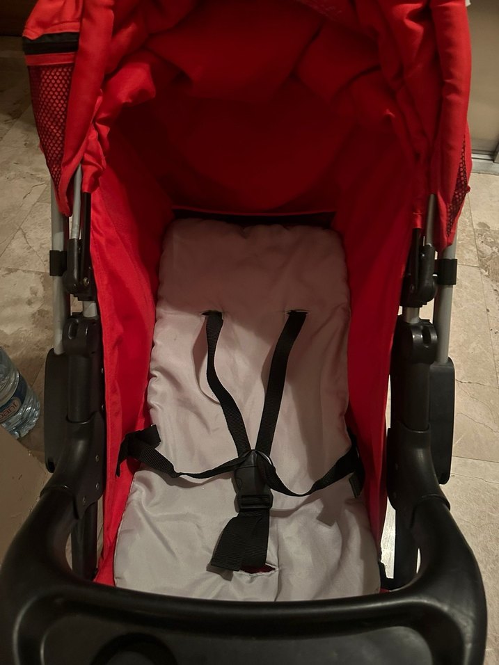 Koyu Kırmızı Bebek Arabası - Görsel 2