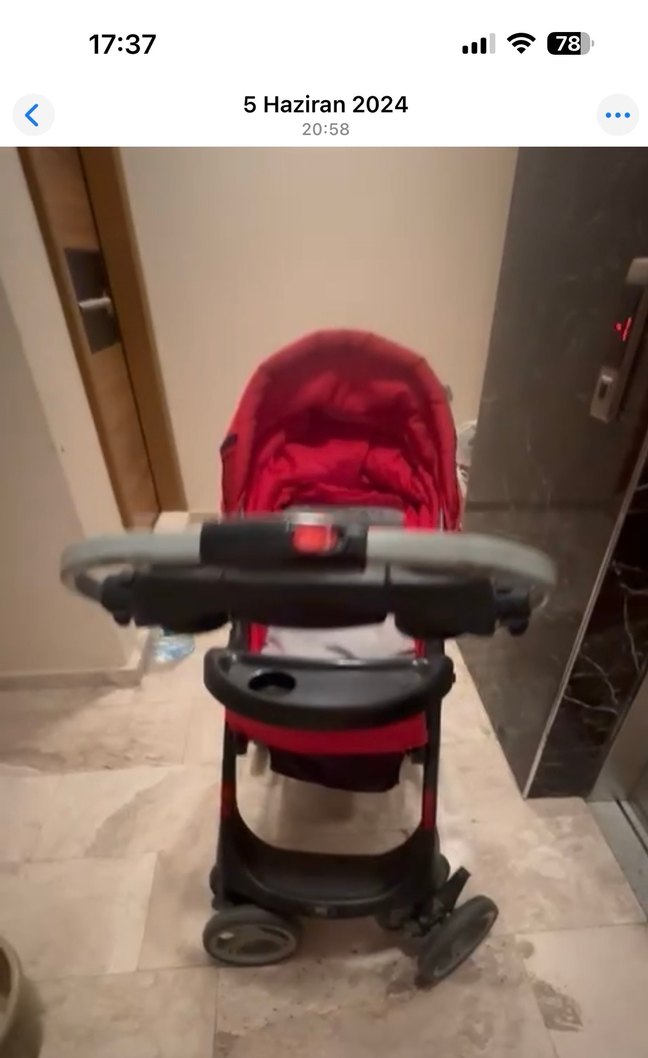 Koyu Kırmızı Bebek Arabası - Görsel 4