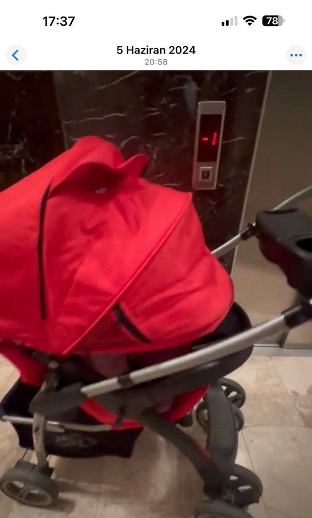 Koyu Kırmızı Bebek Arabası - Görsel 5