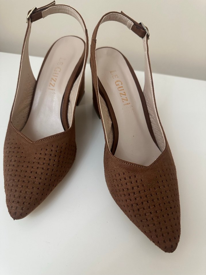 Kahverengi Süet Tokalı Kadın Topuklu Ayakkabı - Görsel 2