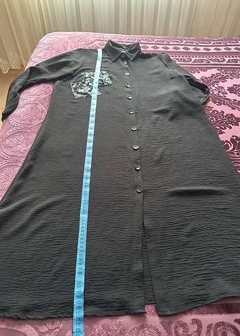 Düğmeli Siyah Uzun Kadın Tunik - Görsel 6