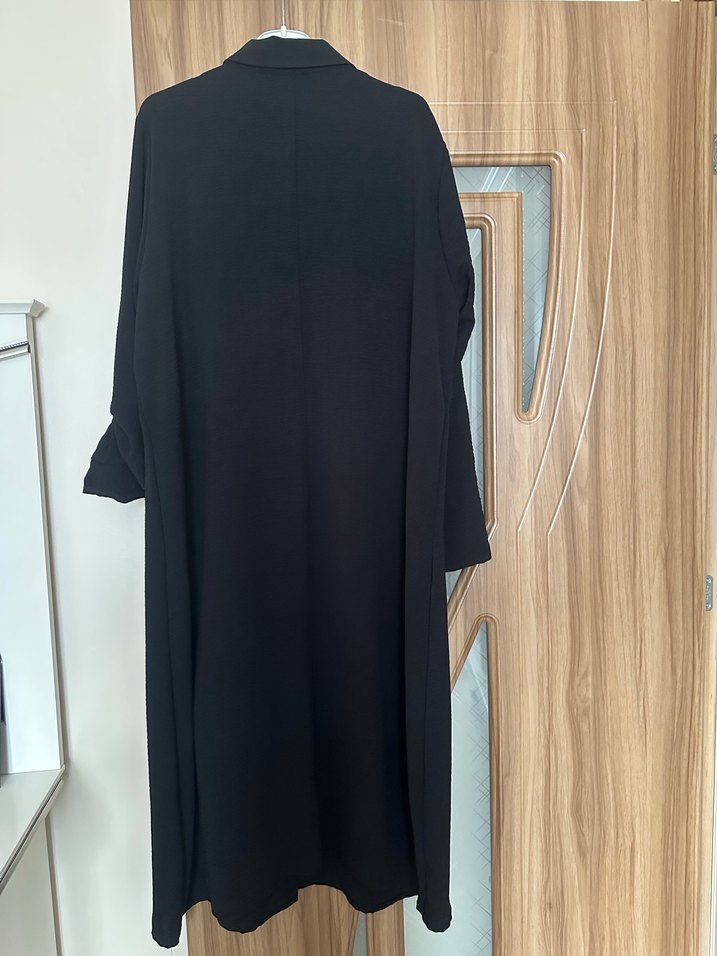 Düğmeli Siyah Uzun Kadın Tunik - Görsel 2