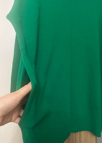 Kadın Yeşil Örgü Salaş Triko - Görsel 3