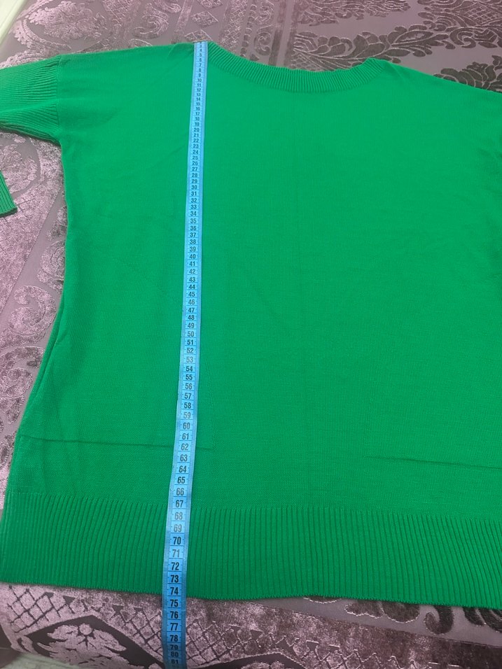 Kadın Yeşil Örgü Salaş Triko - Görsel 5