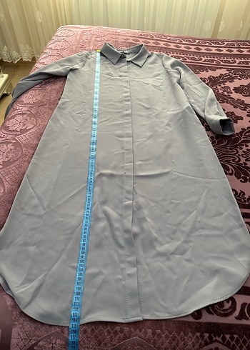 Lila Renk Krep kumaş Uzun Kollu Gizli Düğmeli  Kadın Tunik - Görsel 7