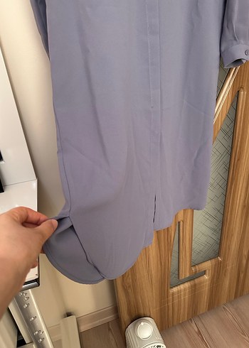 Lila Renk Krep kumaş Uzun Kollu Gizli Düğmeli  Kadın Tunik - Görsel 5