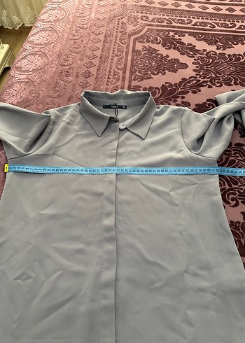 Lila Renk Krep kumaş Uzun Kollu Gizli Düğmeli  Kadın Tunik - Görsel 8