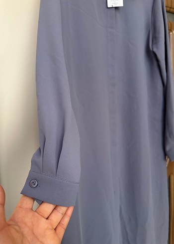 Lila Renk Krep kumaş Uzun Kollu Gizli Düğmeli  Kadın Tunik - Görsel 4