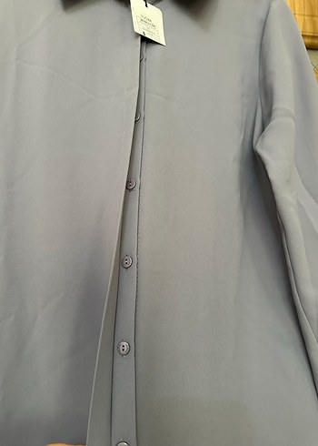 Lila Renk Krep kumaş Uzun Kollu Gizli Düğmeli  Kadın Tunik - Görsel 3