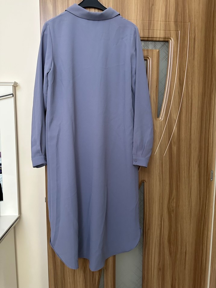 Lila Renk Krep kumaş Uzun Kollu Gizli Düğmeli  Kadın Tunik - Görsel 2