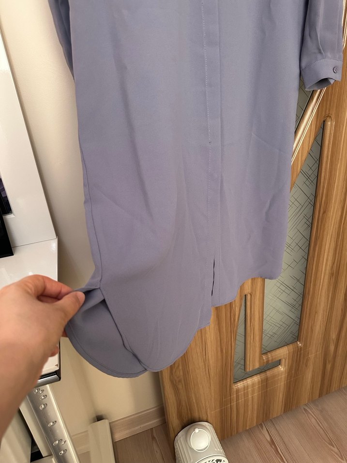 Lila Renk Krep kumaş Uzun Kollu Gizli Düğmeli  Kadın Tunik - Görsel 5