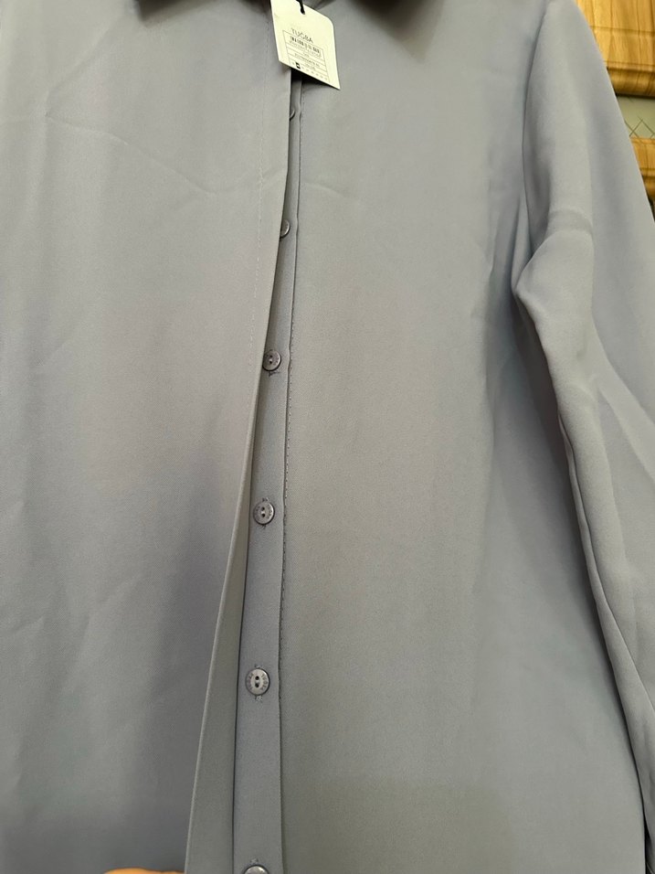 Lila Renk Krep kumaş Uzun Kollu Gizli Düğmeli  Kadın Tunik - Görsel 3