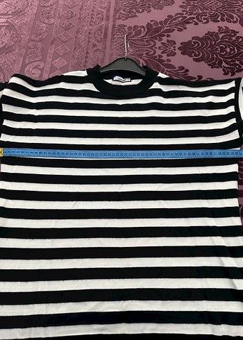 Kadın Siyah Çizgili Pamuklu Uzun Kollu Triko - Görsel 4