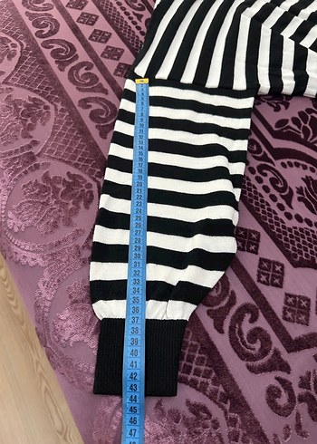 Kadın Siyah Çizgili Pamuklu Uzun Kollu Triko - Görsel 5