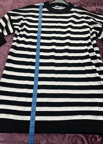 Kadın Siyah Çizgili Pamuklu Uzun Kollu Triko - Görsel 3