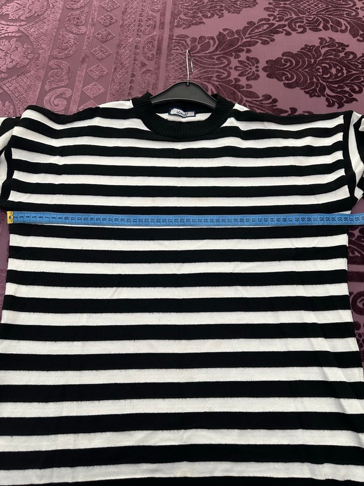 Kadın Siyah Çizgili Pamuklu Uzun Kollu Triko - Görsel 4