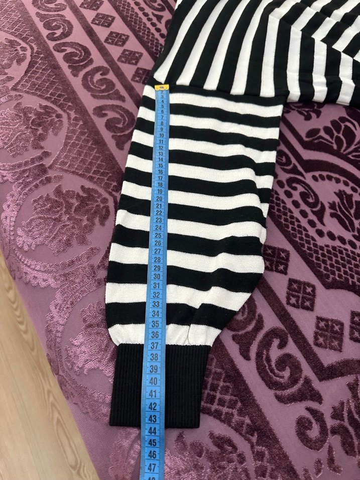 Kadın Siyah Çizgili Pamuklu Uzun Kollu Triko - Görsel 5