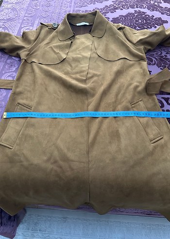 Kahverengi Süet Uzun Kadın Trençkot - Görsel 10