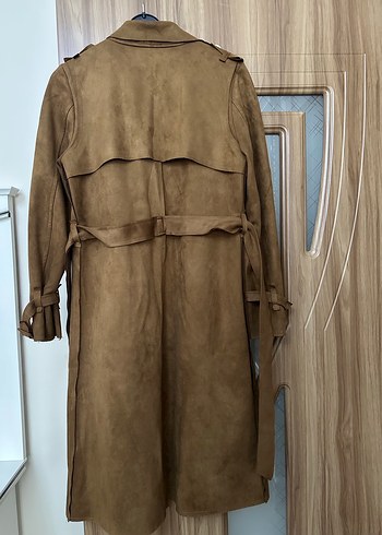 Kahverengi Süet Uzun Kadın Trençkot - Görsel 6