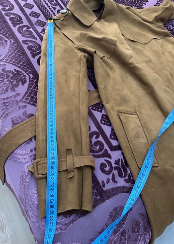 Kahverengi Süet Uzun Kadın Trençkot - Görsel 11