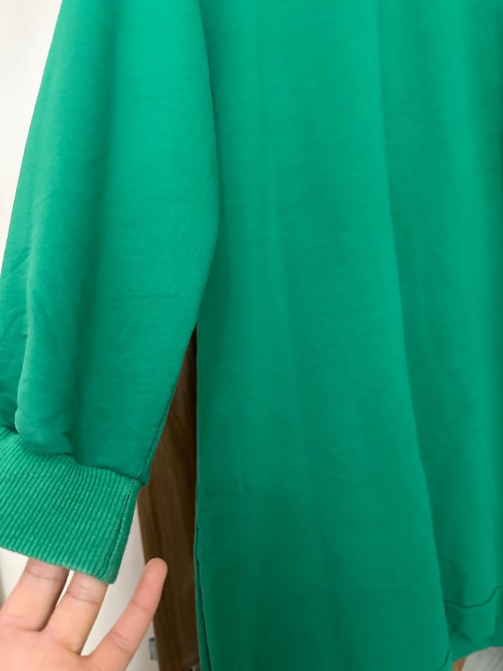 Yeşil Uzun Kollu Salaş Kadın Tunik - Görsel 2