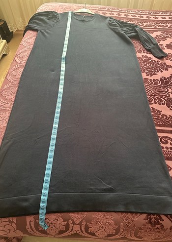 Kolları pilise detaylı lacivert renk triko elbise - Görsel 4