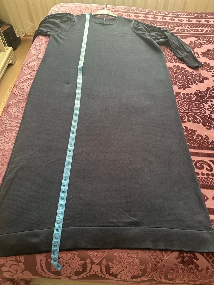 Kolları pilise detaylı lacivert renk triko elbise - Görsel 4